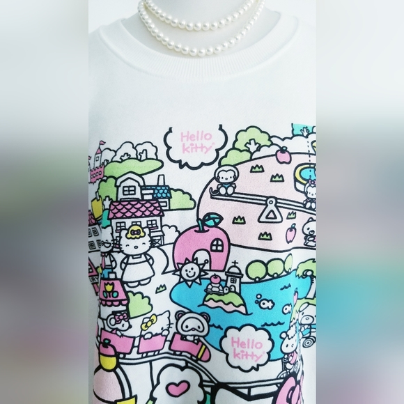 NEW Hello Kitty White Fleece Lined Sweatshirt Size L - Picture 4 of 16